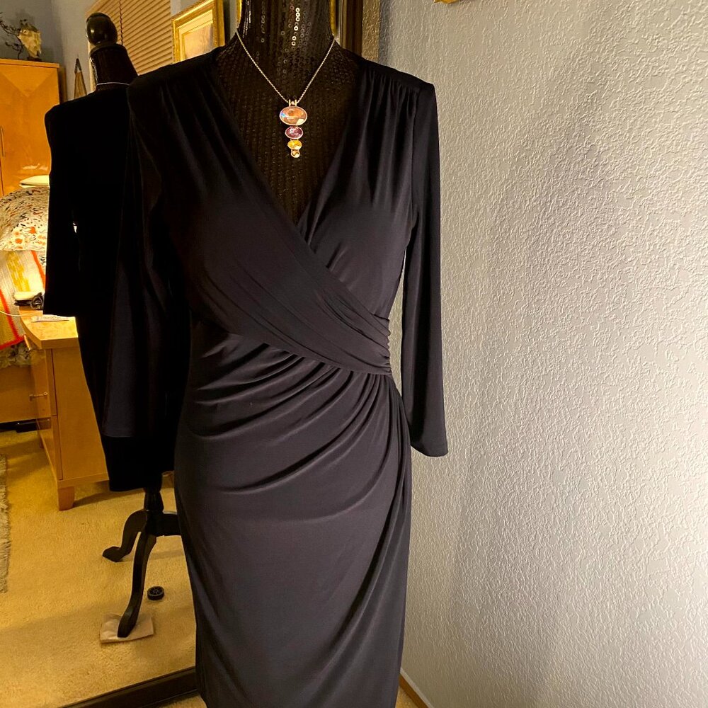 Ralph Lauren Navy Body Con wrap dress - size 10